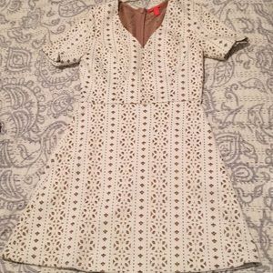 Laser-cut White and gold a-line dress